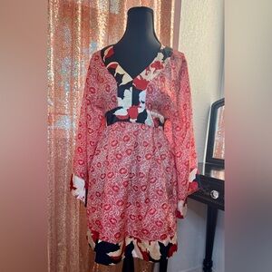 Express Red and Black Floral Dress